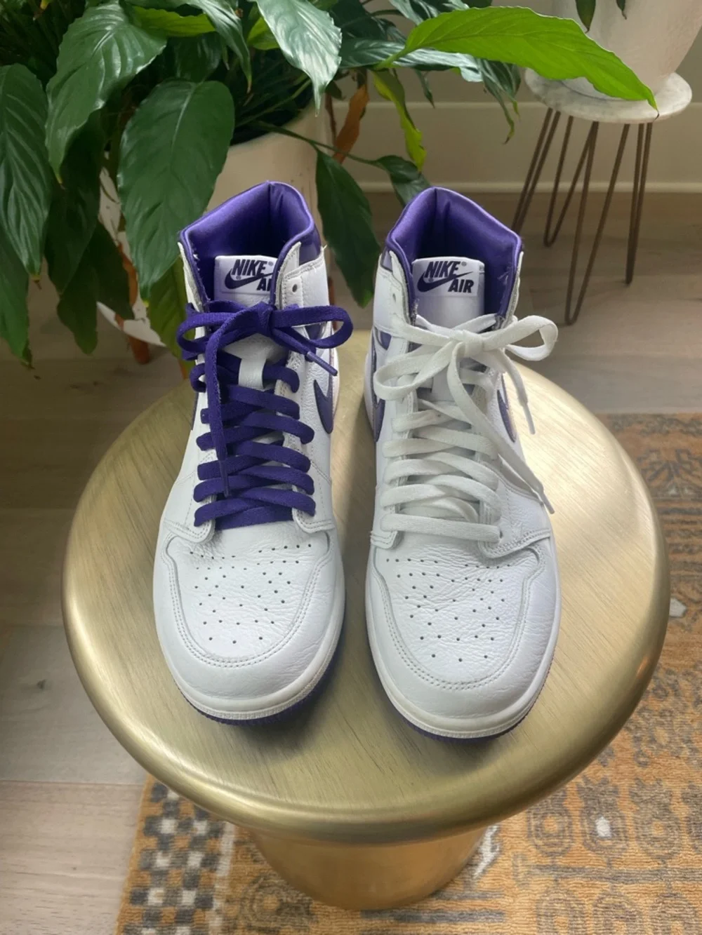 Nike Air Jordan w COA 1 Retro High OG Court Purple Women’s Sz 10 CD0461-151 - Picture 2 of 11
